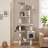 Krabpaal 204 Cm Kattenboom Met Grotten Ladder Meerdere Verdiepingen Kattenkrabpaal Voor 1 3 Katten Tot 6 Kg Lichtgrijs