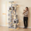 Krabpaal 204 Cm Kattenboom Met Grotten Ladder Meerdere Verdiepingen Kattenkrabpaal Voor 1 3 Katten Tot 6 Kg Lichtgrijs