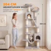 Krabpaal 204 Cm Kattenboom Met Grotten Ladder Meerdere Verdiepingen Kattenkrabpaal Voor 1 3 Katten Tot 6 Kg Lichtgrijs
