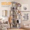 Krabpaal 204 Cm Kattenboom Met Grotten Ladder Meerdere Verdiepingen Kattenkrabpaal Voor 1 3 Katten Tot 6 Kg Lichtgrijs