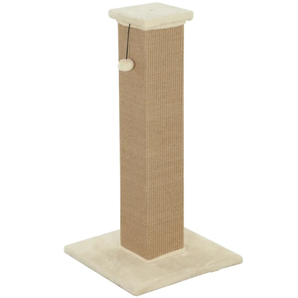 Krabpaal Kattenboom, Incl. Speelbal, Pluche, Jute, 41 Cm X 41 Cm X 81 Cm, Beige
