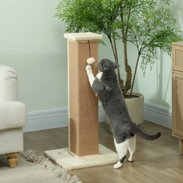 Krabpaal Kattenboom, Incl. Speelbal, Pluche, Jute, 41 Cm X 41 Cm X 81 Cm, Beige