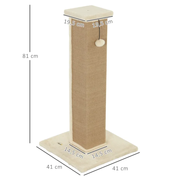 Krabpaal Kattenboom, Incl. Speelbal, Pluche, Jute, 41 Cm X 41 Cm X 81 Cm, Beige