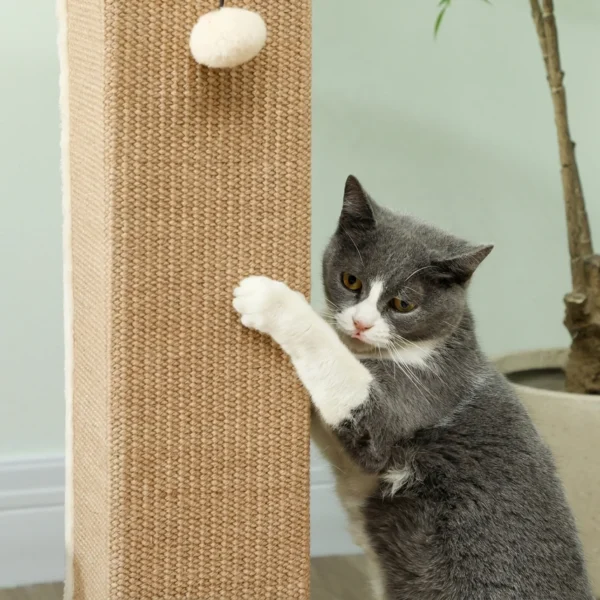 Krabpaal Kattenboom, Incl. Speelbal, Pluche, Jute, 41 Cm X 41 Cm X 81 Cm, Beige