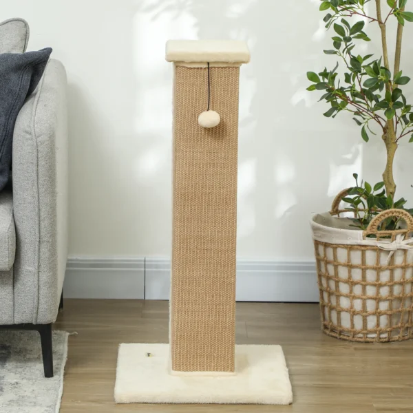 Krabpaal Kattenboom, Incl. Speelbal, Pluche, Jute, 41 Cm X 41 Cm X 81 Cm, Beige
