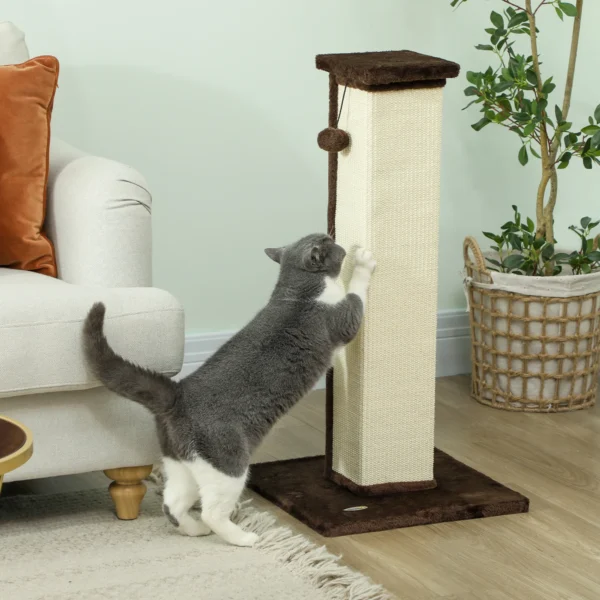 Krabpaal Kattenboom, Incl. Speelbal, Pluche, Sisal, 41 Cm X 41 Cm X 81 Cm, Crème + Bruin