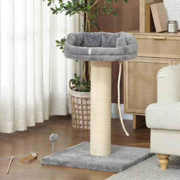 Krabpaal Kattenboom Kattenbed, 1 Kattenbed, Incl. Kattenspeelgoed, 55 Cm X 55 Cm X 83 Cm, Grijs