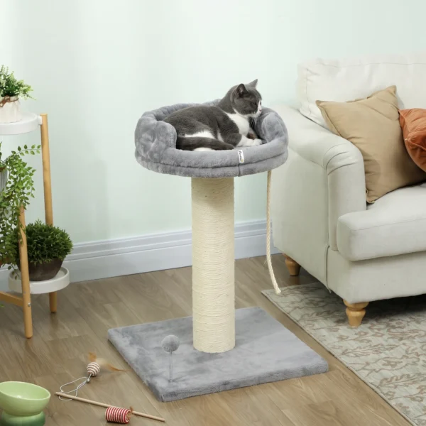 Krabpaal Kattenboom Kattenbed, 1 Kattenbed, Incl. Kattenspeelgoed, 55 Cm X 55 Cm X 83 Cm, Grijs