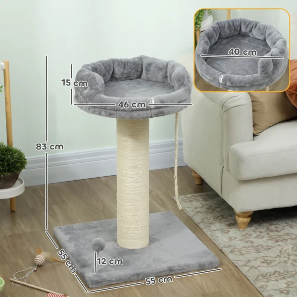 Krabpaal Kattenboom Kattenbed, 1 Kattenbed, Incl. Kattenspeelgoed, 55 Cm X 55 Cm X 83 Cm, Grijs