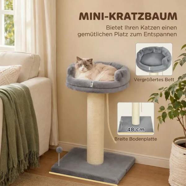Krabpaal Kattenboom Kattenbed, 1 Kattenbed, Incl. Kattenspeelgoed, 55 Cm X 55 Cm X 83 Cm, Grijs