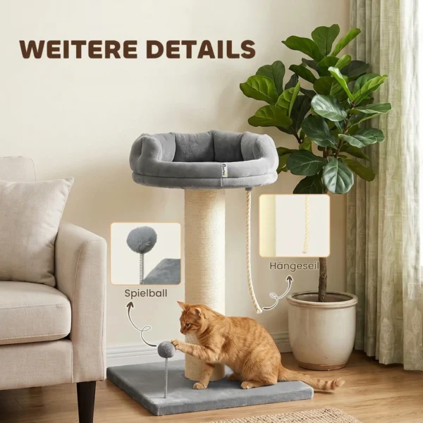Krabpaal Kattenboom Kattenbed, 1 Kattenbed, Incl. Kattenspeelgoed, 55 Cm X 55 Cm X 83 Cm, Grijs