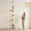 Krabpaal Plafondhoog 230 260 Cm Verstelbare Kattenboom Met 5 Verdiepingen 3 Dikke Sisal krabstammen, Sisal krabplank
