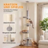 Krabpaal Plafondhoog 230 260 Cm Verstelbare Kattenboom Met 5 Verdiepingen 3 Dikke Sisal krabstammen, Sisal krabplank