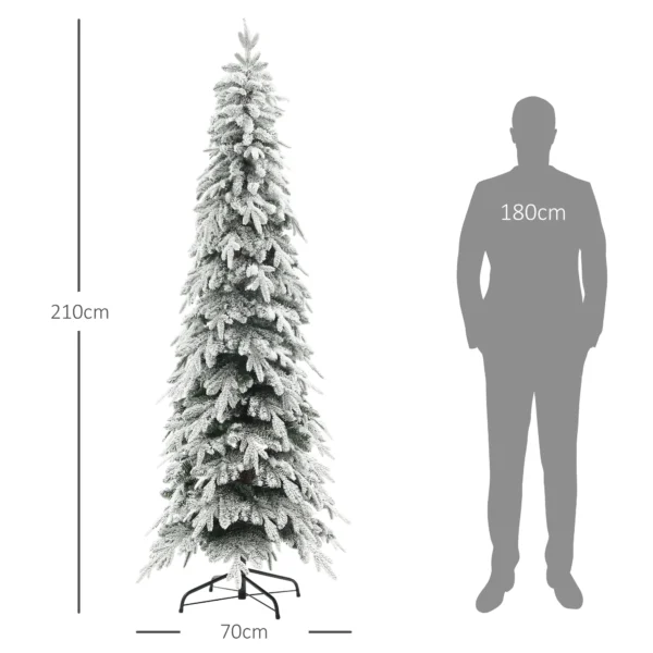 Kunstkerstboom 210 Cm, Lijkt Net Echt Met 800 Dichte Takken, Kunstsneeuw, Automatische Opening