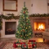 Kunstmatige Kerstboom, 120 Cm Kerstboom Met 100 LED verlichting 131 Toppen Bessen, 2 Lichtkleuren, Afstandsbediening
