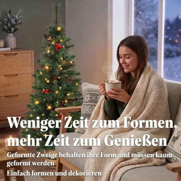 Kunstmatige Kerstboom, 120 Cm Kerstboom Met 100 LED verlichting 131 Toppen Bessen, 2 Lichtkleuren, Afstandsbediening