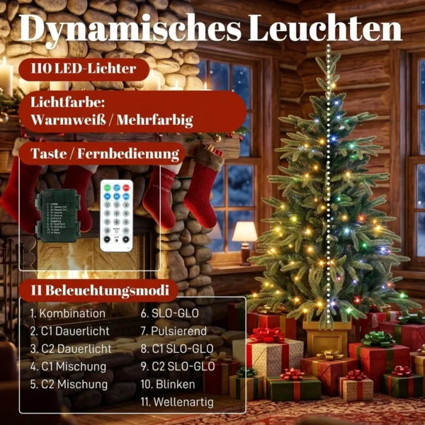 Kunstmatige Kerstboom, 120 Cm Kerstboom Met 110 LED verlichting 147 Toppen, 2 Lichtkleuren, Afstandsbediening