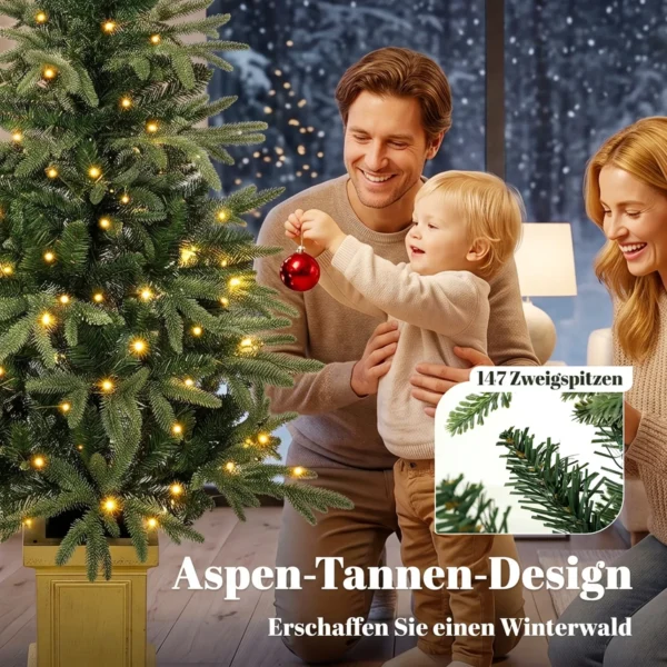 Kunstmatige Kerstboom, 120 Cm Kerstboom Met 110 LED verlichting 147 Toppen, 2 Lichtkleuren, Afstandsbediening