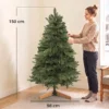 Kunstmatige Kerstboom 150 Cm, Edeltanne, Vol Met Inklapbare Takken, 525 Toppen, Opvouwbare Houten Standaard, Groen