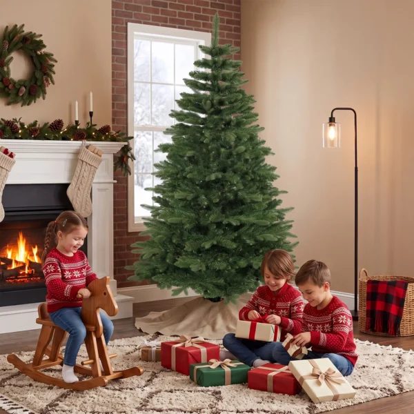Kunstmatige Kerstboom 180 Cm, Edelspar, Vol Met Inklapbare Takken, 961 Toppen, Opvouwbare Houten Standaard, Groen