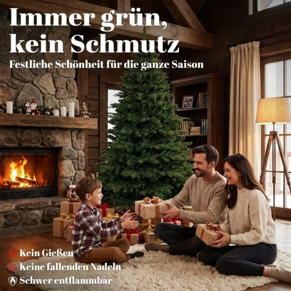 Kunstmatige Kerstboom 180 Cm, Edelspar, Vol Met Inklapbare Takken, 961 Toppen, Opvouwbare Houten Standaard, Groen