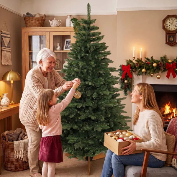 Kunstmatige Kerstboom 180 Cm, Edelspar, Vol Met Inklapbare Takken, 961 Toppen, Opvouwbare Houten Standaard, Groen