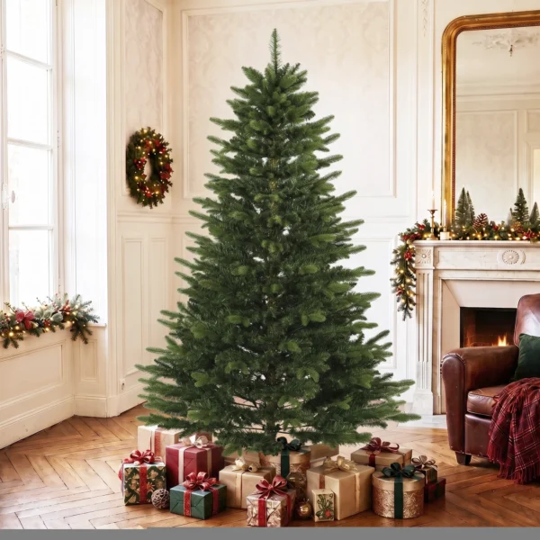Kunstmatige Kerstboom 180 Cm, Fraser Spar Met Houten Standaard, 988 Realistische Takpunten Voor Thuis En Kantoor, Groen