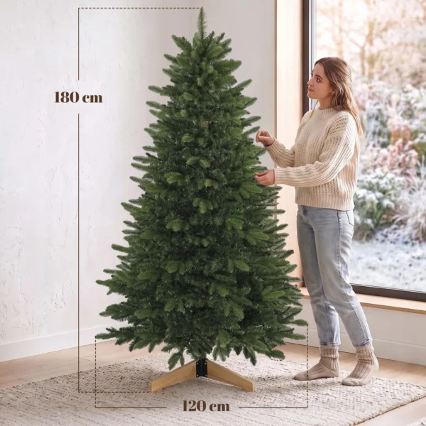 Kunstmatige Kerstboom 180 Cm, Fraser Spar Met Houten Standaard, 988 Realistische Takpunten Voor Thuis En Kantoor, Groen