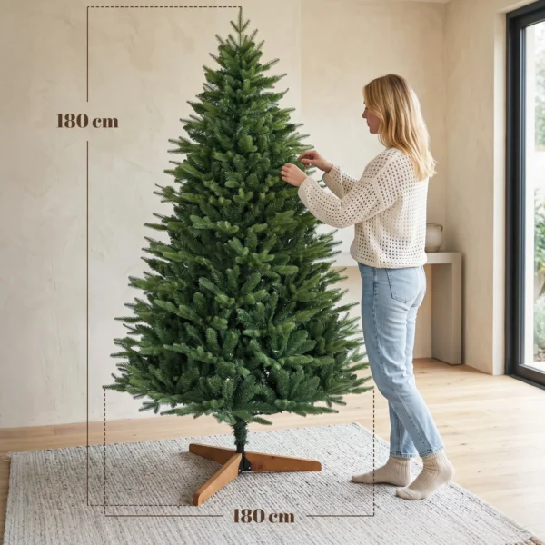 Kunstmatige Kerstboom 180 Cm Met Dennenboomstandaard, Noordse Spar Met Klapmechanisme, 889 Takpunten, Groen