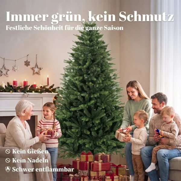 Kunstmatige Kerstboom 180 Cm Met Dennenboomstandaard, Noordse Spar Met Klapmechanisme, 889 Takpunten, Groen