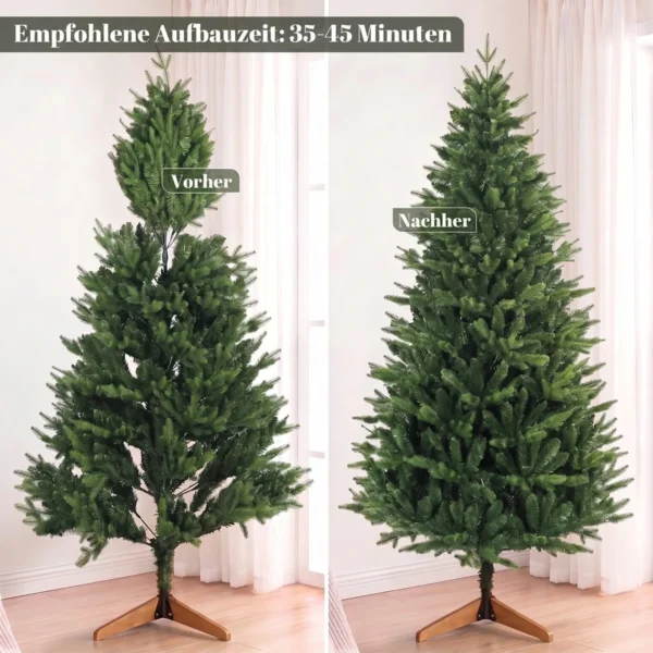 Kunstmatige Kerstboom 180 Cm Met Dennenboomstandaard, Noordse Spar Met Klapmechanisme, 889 Takpunten, Groen