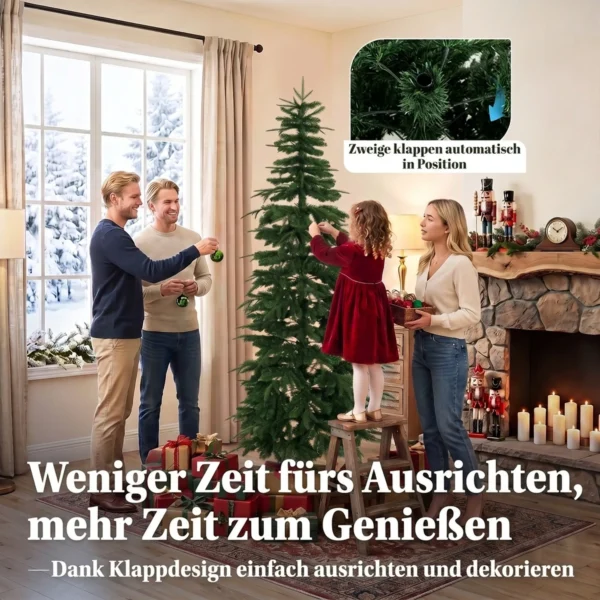 Kunstmatige Kerstboom 210 Cm, Spar Met Scharnierende Takken, 800 Takpunten, Inklapbare Stalen Standaard, Groen