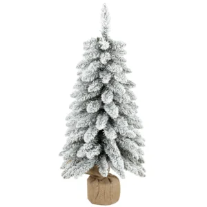 Kunstmatige Kerstboom, 90 Cm (3 Ft), Slanke Potloodboom Met 107 Takpunten, Jutebasis, Wit