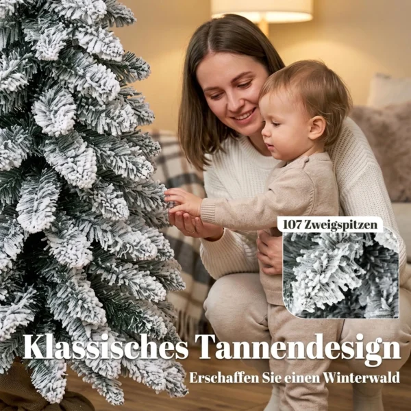 Kunstmatige Kerstboom, 90 Cm (3 Ft), Slanke Potloodboom Met 107 Takpunten, Jutebasis, Wit