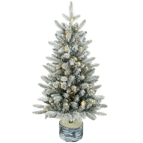 Kunstmatige Kerstboom, 90 Cm Kerstboom Met 50 LED verlichting 240 Toppen Kunstmatige Sneeuw Magnesiumoxide voetstuk