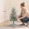 Kunstmatige Kerstboom, 90 Cm Kerstboom Met 50 LED verlichting 240 Toppen Kunstmatige Sneeuw Magnesiumoxide voetstuk