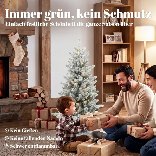 Kunstmatige Kerstboom, 90 Cm Kerstboom Met 50 LED verlichting 240 Toppen Kunstmatige Sneeuw Magnesiumoxide voetstuk