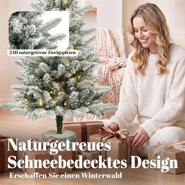 Kunstmatige Kerstboom, 90 Cm Kerstboom Met 50 LED verlichting 240 Toppen Kunstmatige Sneeuw Magnesiumoxide voetstuk