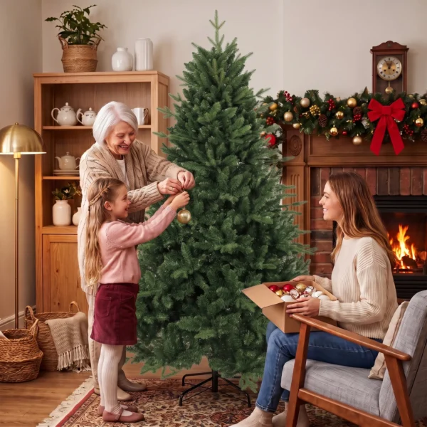 Kunstmatige Kerstboom, Net Echt, Spuitgiet Tannenboom Met 1237 Toppen En Metalen Standaard 180 Cm Groen