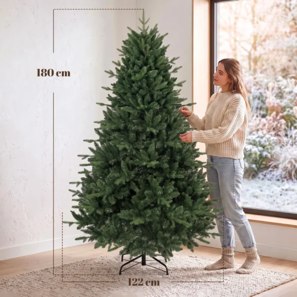 Kunstmatige Kerstboom, Net Echt, Spuitgiet Tannenboom Met 1237 Toppen En Metalen Standaard 180 Cm Groen