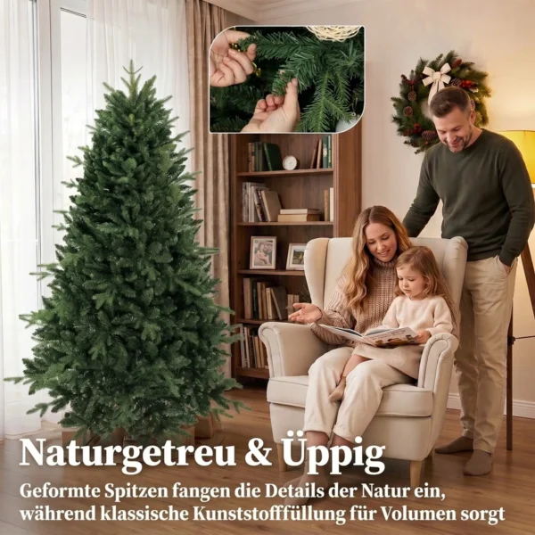 Kunstmatige Kerstboom, Net Echt, Spuitgiet Tannenboom Met 1237 Toppen En Metalen Standaard 180 Cm Groen