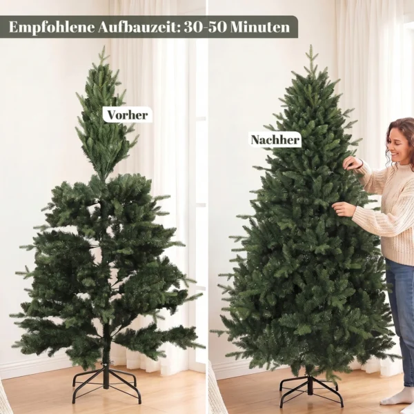 Kunstmatige Kerstboom, Net Echt, Spuitgiet Tannenboom Met 1237 Toppen En Metalen Standaard 180 Cm Groen