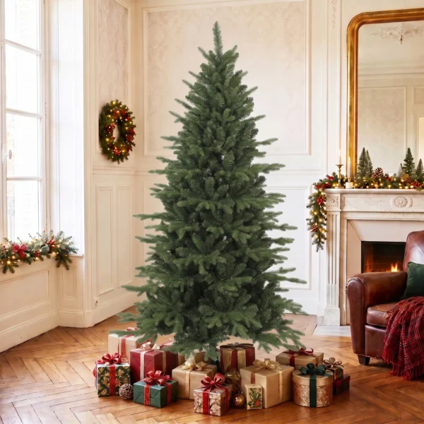 Kunstmatige Kerstboom Opvouwbare Houten Standaard Spuitgiet Dennenboom 1438 Toppen 180 Cm Groen