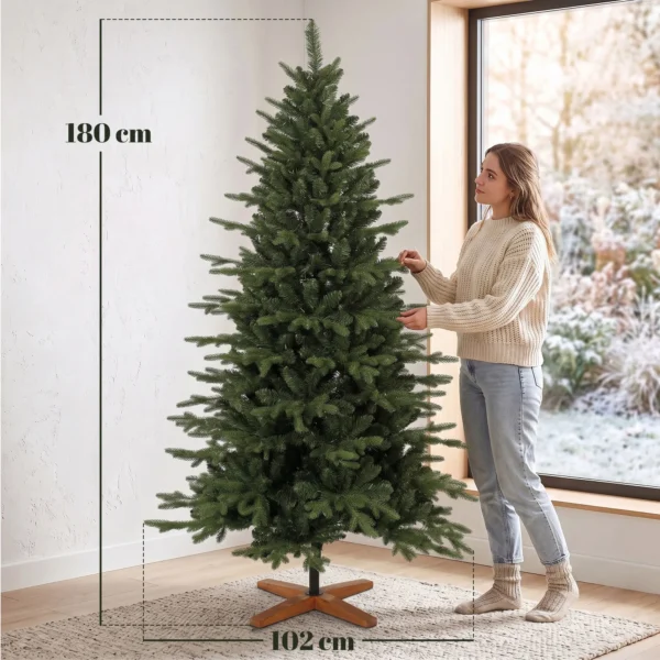 Kunstmatige Kerstboom Opvouwbare Houten Standaard Spuitgiet Dennenboom 1438 Toppen 180 Cm Groen
