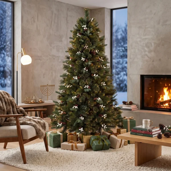 Kunstmatige Kerstboom Opvouwbare Houten Standaard Spuitgiet Dennenboom 1438 Toppen 180 Cm Groen
