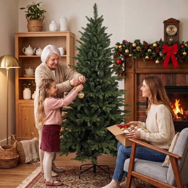 Kunstmatige Kerstboom Opvouwbare Houten Standaard Spuitgiet Dennenboom 1438 Toppen 180 Cm Groen
