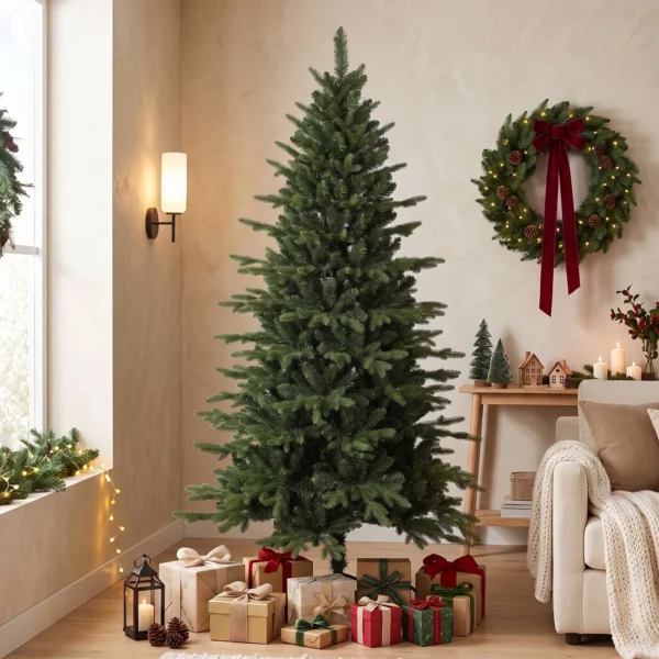 Kunstmatige Kerstboom Opvouwbare Houten Standaard Spuitgiet Dennenboom 1438 Toppen 180 Cm Groen