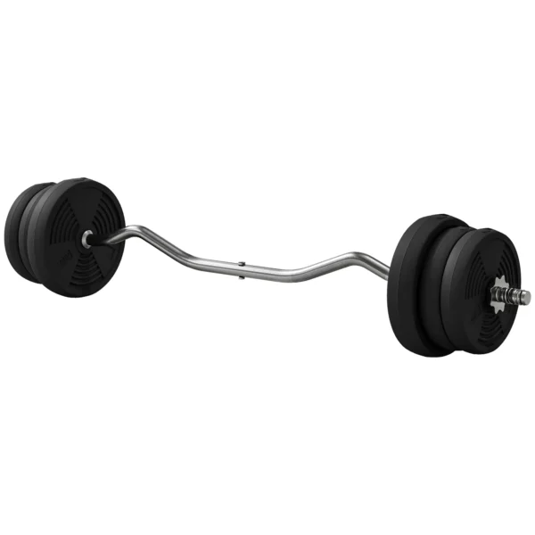 Langhalter Set 25kg Antislip Curlstang Met 6 Gewichten, PVC Coating, Haltersstang Van Staal