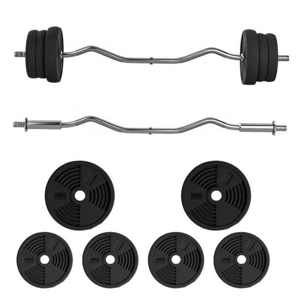 Langhalter Set 25kg Antislip Curlstang Met 6 Gewichten, PVC Coating, Haltersstang Van Staal