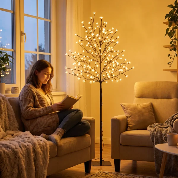 LED Kersenbloesemboom 150 Cm Met 160 LEDs, Kunstmatige Lichtboom Met 20 Buigzame Takken, Kerstdecoratie
